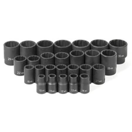 Grey Pneumatic 1726M 0.5 In. Drive 26 Pc. Standard Length Metric Set - 12 Point